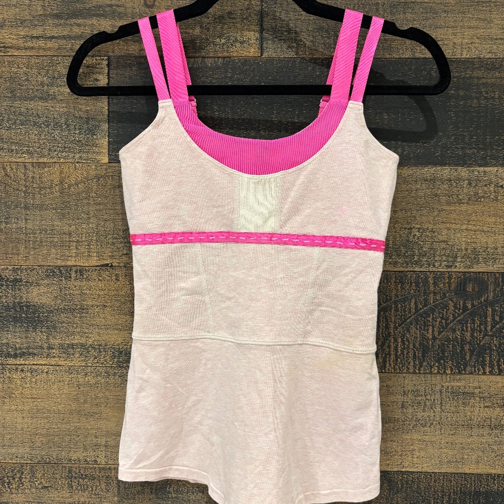 Pink Lululemon Double Strap Tank.